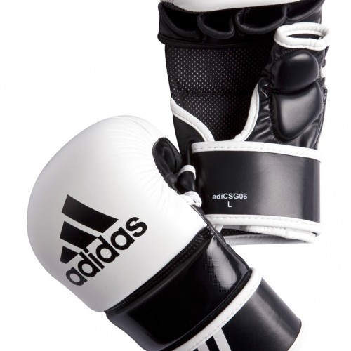 Перчатки тренировочные Adidas ММА кожа и ПУ черно/бел