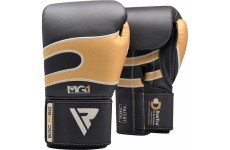 Боксерские перчатки RDX Leather Black Gold