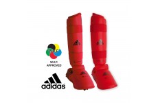 Защита голени и стопы Adidas WKF 2012-2015. Цвет красный
