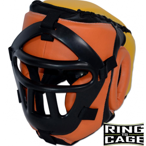 Шлем боксерский со съемным защитным забралом RING TO CAGE MUGHALS Safety Plastic Mask Training Headgear