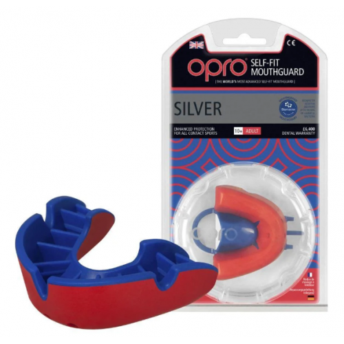 Капа OPRO Silver Red / Blue