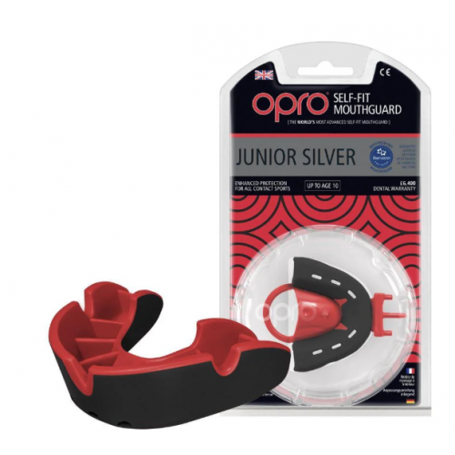 Капа OPRO Junior Silver Black/Red