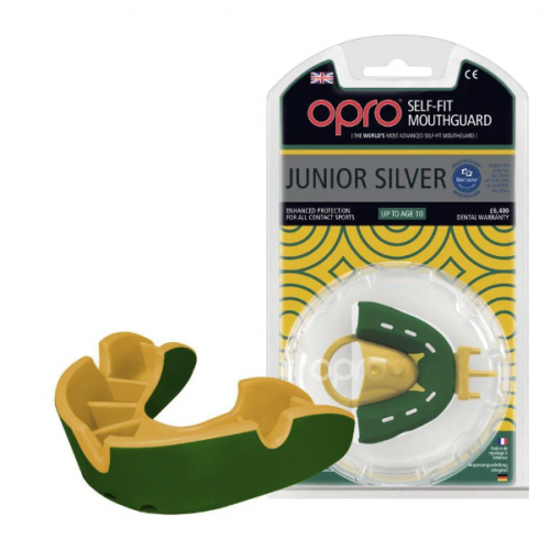 Капа OPRO Junior Silver Green/Gold