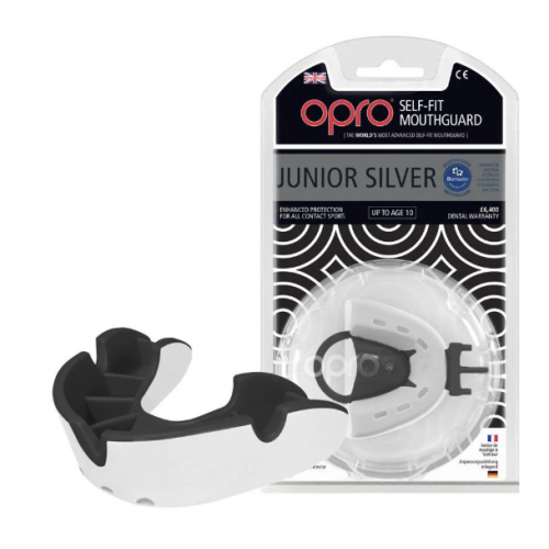 Капа OPRO Junior Silver White/Black