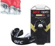 Капа OPRO Gold Braces UFC Hologram Black Metal / Silver