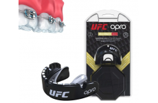 Капа OPRO Gold Braces UFC Hologram Black Metal / Silver
