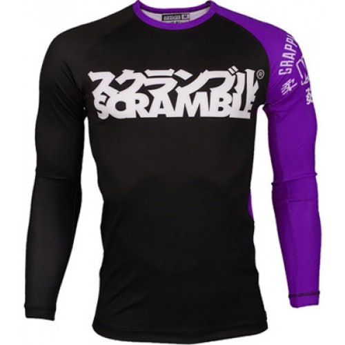 Рашгард длинный рукав SCRAMBLE BJJ Ranked Rash Guard Черно-фиолетовый