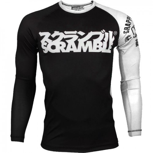Рашгард длинный рукав SCRAMBLE BJJ Ranked Rash Guard Черно-белая