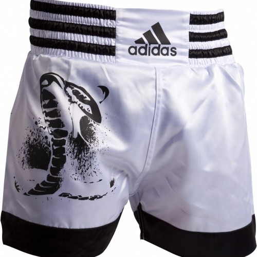 Шорты тайского бокса Adidas бело-черные
