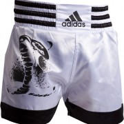 Шорты тайского бокса Adidas бело-черные фото