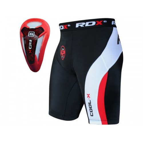 Шорты MMA компрессионные RDX с ракушкой Red