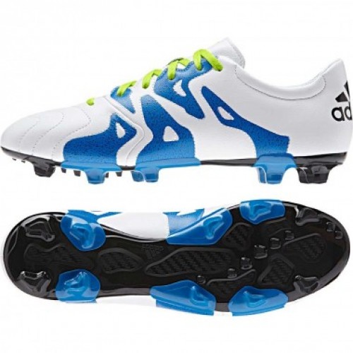 Бутсы Adidas Leather 15.3 FG/AG (бело-синие)