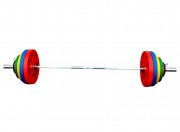 RN Sport 25096 Штанга RN-Sport обрезиненная с цветными дисками на 225 кг фото