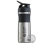 Спортивная бутылка-шейкер BlenderBottle SportMixer Stainless Steel Black 820мл