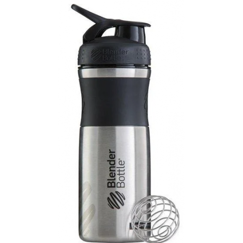 Спортивная бутылка-шейкер BlenderBottle SportMixer Stainless Steel Black 820мл