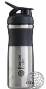 BlenderBottle 24708 Спортивная бутылка-шейкер BlenderBottle SportMixer Stainless Steel Black 820мл фото