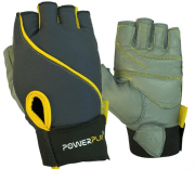 PowerPlay 21181 Перчатки для фитнеса PowerPlay 1725 B женские серо-желтый фото