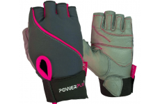 Перчатки для фитнеса PowerPlay 1725 женские Серо-Розовые