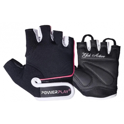 Перчатки для фитнеса PowerPlay 1750 женские Черно-Розовый