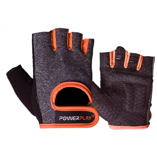 Перчатки для фитнеса PowerPlay 2935 женские Серо-Оранжевые