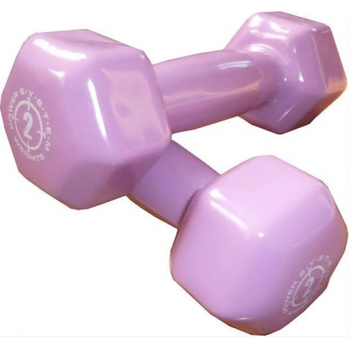 Гантели для фитнеса и аэробики обрезиненные Power System 2 kg PS-4025 Purple (1 шт)
